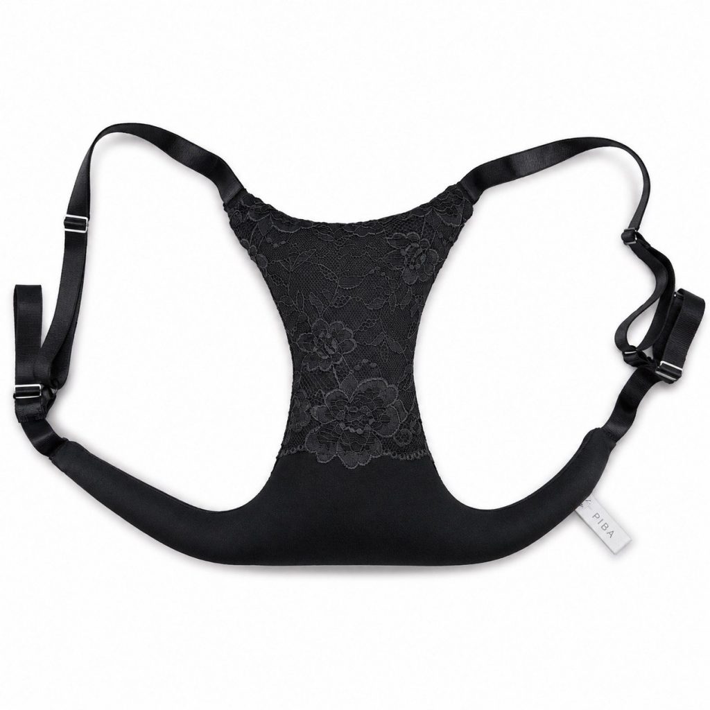 Black PIBA pillow bra with lace, product photo